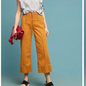 Anthropologie Cropped Wide Leg Chino Pant Size 8